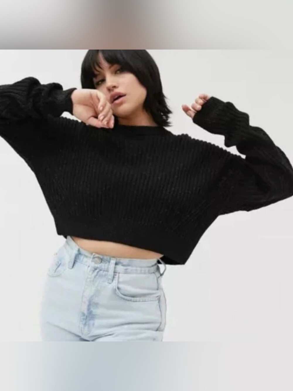 Urban Outfitters Women’s Black Big Sur Ribbed Pullover Sweater, Size Small